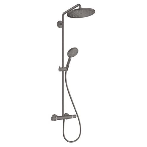 HANSGROHE CROMA SELECT S SHOWERPIPE 280 sprchový set s termostatickou batériou, horná sprcha, ručná sprcha s 3 prúdmi, tyč, hadica, EcoSmart, kartáčovaný čierny chróm 26891340 Obrázek - Hlavní obrázek