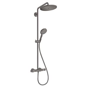 HANSGROHE CROMA SELECT S SHOWERPIPE 280 sprchový set s termostatickou batériou, horná sprcha, ručná sprcha s 3 prúdmi, tyč, hadica, EcoSmart, kartáčovaný čierny chróm