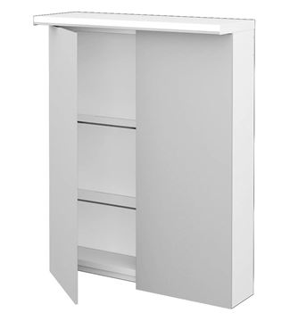 DŘEVOJAS ASTON GA2OE 60 zrkadlová skrinka 60x76,5x21 cm, osvetlenie, s vypínačom a el. zásuvkou, lamino, lesklá biela 79324 Obrázek - fotka