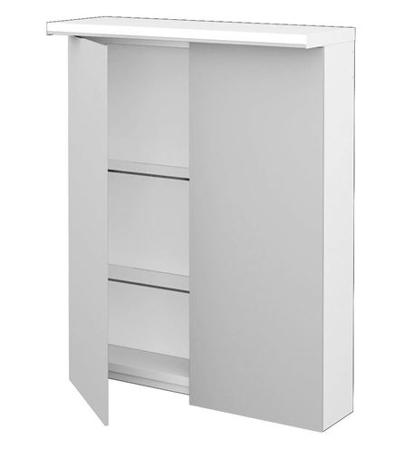 DŘEVOJAS ASTON GA2OE 60 zrkadlová skrinka 60x76,5x21 cm, osvetlenie, s vypínačom a el. zásuvkou, lamino, lesklá biela 79324 Obrázek - fotka