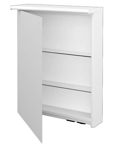 DŘEVOJAS ASTON GAOE 60 zrkadlová skrinka 60x76,5x21 cm, osvetlenie, s vypínačom a el. zásuvkou, pánty vľavo, lamino, lesklá biela 79317 Obrázek - Hlavní obrázek