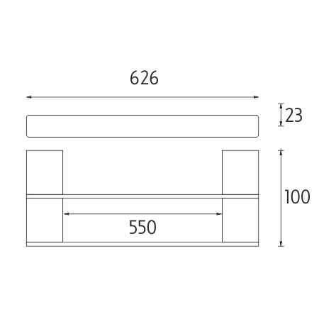 NIMCO KIBO držiak uterákov 626 mm, dvojramenný, chróm KI 14061D-26 Technický nákres