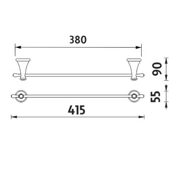 NIMCO LADA držiak uteráka 415 mm, staromosadz LA 19035-65 Technický nákres