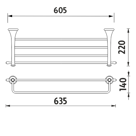 NIMCO LADA držiak uterákov 635 mm, chróm LA 19063-26 Technický nákres
