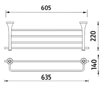 NIMCO LADA držiak uterákov 635 mm, staromeď LA 19063-80 Technický nákres