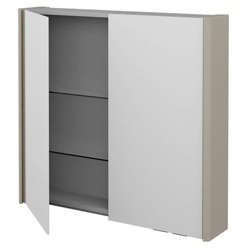 DŘEVOJAS ENZO GA2OE 80 zrkadlová skrinka 80,6x74,1x15,3 cm, osvetlenie s reguláciou stmievania, s vypínačom a el. zásuvkou, lamino/MDF, matná béžová 148133 Obrázek - Hlavní obrázek