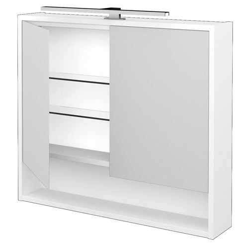 DŘEVOJAS FOCUS GA2OE 80 zrkadlová skrinka 80x73,5x21 cm, osvetlenie, s vypínačom a el. zásuvkou, lamino, lesklá biela 284169 Obrázek - Hlavní obrázek