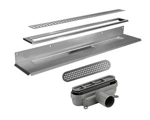 UNIDRAIN 4011 sprchový žľab 800 mm, bočný odtok DN 50, rošt Stripe, nerez oceľ