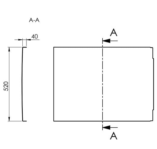 POLYSAN COUVERT bočný panel k vani 70x52 cm 72854 Technický nákres