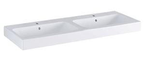 GEBERIT ICON dvojumývadlo 120 cm, s 2 otvormi pre batérie a prepadom, KeraTect