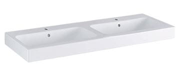 GEBERIT ICON dvojumývadlo 120 cm, s 2 otvormi pre batérie a prepadom, KeraTect