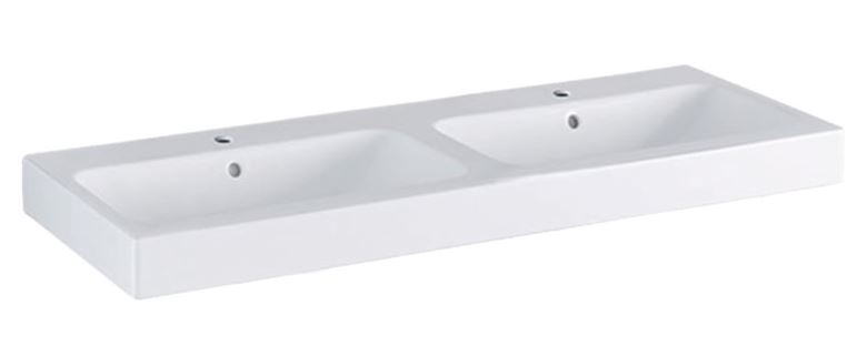 GEBERIT ICON dvojumývadlo 120 cm, s 2 otvormi pre batérie a prepadom, KeraTect 124120600 Obrázek - Hlavní obrázek