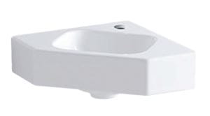 GEBERIT ICON umývadielko rohové 46 cm, s otvorom pre batériu, bez prepadu