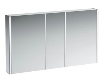 LAUFEN FRAME 25 zrkadlová skrinka 130x75x15 cm, osvetlenie, s vypínačom a el. zásuvkou, hliník, zrkadlo