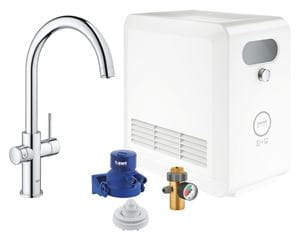 GROHE BLUE PROFESSIONAL drezové elektronická batéria, s filtračným a chladiacim zariadením, Bluetooth, napájanie zo siete, chróm