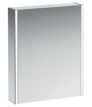 LAUFEN FRAME 25 zrkadlová skrinka 60x75x15 cm, osvetlenie, s vypínačom a el. zásuvkou, pánty vľavo, hliník, zrkadlo