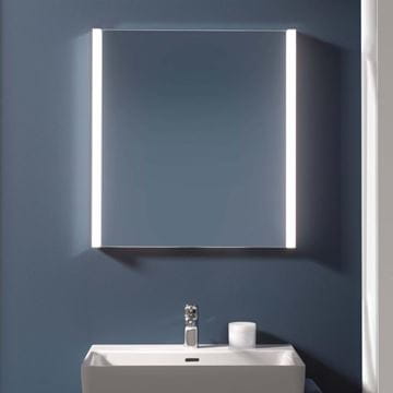 LAUFEN FRAME 25 zrkadlová skrinka 60x75x15 cm, osvetlenie, s vypínačom a el. zásuvkou, pánty vľavo, hliník, zrkadlo H4084519001441 Obrázek - fotka