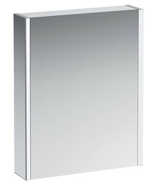 LAUFEN FRAME 25 zrkadlová skrinka 60x75x15 cm, osvetlenie, s vypínačom a el. zásuvkou, pánty vpravo, hliník, zrkadlo