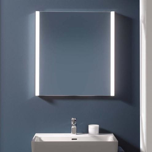 LAUFEN FRAME 25 zrkadlová skrinka 60x75x15 cm, osvetlenie, s vypínačom a el. zásuvkou, pánty vpravo, hliník, zrkadlo H4084529001441 Obrázek - fotka
