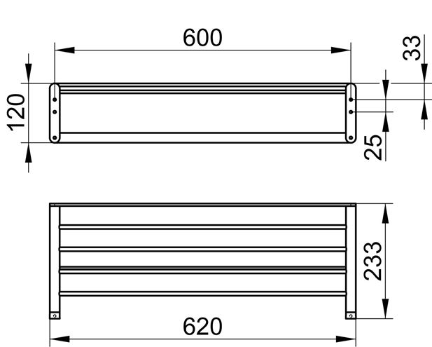 KEUCO ELEGANCE držiak uterákov 605 mm, chróm 11675010000 Technický nákres
