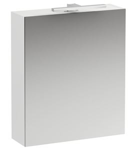 LAUFEN BASE zrkadlová skrinka 60x70x18,5 cm, osvetlenie, s vypínačom a el. zásuvkou, pánty vľavo, MDF, matná biela