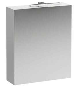 LAUFEN BASE zrkadlová skrinka 60x70x18,5 cm, osvetlenie, s vypínačom a el. zásuvkou, pánty vpravo, MDF, lesklá biela