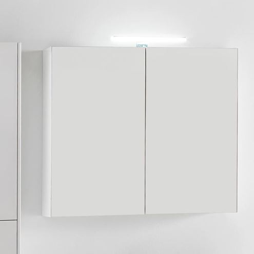 LAUFEN BASE zrkadlová skrinka 80x70x18,5 cm, osvetlenie, s vypínačom a el. zásuvkou, pánty vľavo, MDF, matná biela H4028021102601 Obrázek - fotka