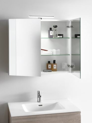 LAUFEN BASE zrkadlová skrinka 80x70x18,5 cm, osvetlenie, s vypínačom a el. zásuvkou, pánty vľavo, MDF, matná biela H4028021102601 Obrázek - fotka