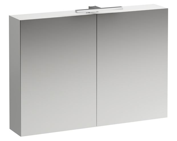LAUFEN BASE zrkadlová skrinka 100x70x18,5 cm, osvetlenie, s vypínačom a el. zásuvkou, MDF, lesklá biela H4028521102611 Obrázek - Hlavní obrázek