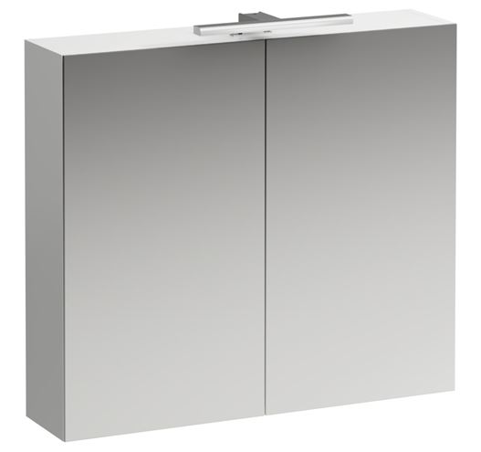 LAUFEN BASE zrkadlová skrinka 80x70x18,5 cm, osvetlenie, s vypínačom a el. zásuvkou, MDF, lesklá biela H4028021102611 Obrázek - Hlavní obrázek