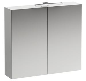 LAUFEN BASE zrkadlová skrinka 80x70x18,5 cm, osvetlenie, s vypínačom a el. zásuvkou, MDF, lesklá biela