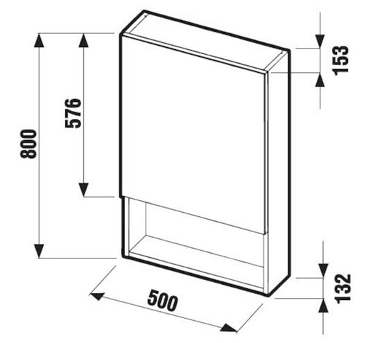 JIKA LYRA zrkadlová skrinka 50x80x15,3 cm, lamino, biela H4532310383041 Technický nákres