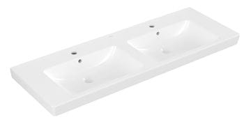 VILLEROY & BOCH SUBWAY 2.0 dvojumývadlo 130 cm, s 2 otvormi pre batérie a prepadom, alpská biela