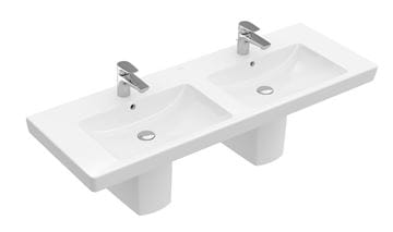 VILLEROY & BOCH SUBWAY 2.0 dvojumývadlo 130 cm, s 2 otvormi pre batérie a prepadom, alpská biela 7175D001 Obrázek - fotka