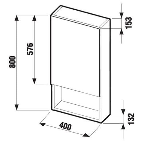 JIKA LYRA zrkadlová skrinka 40x80x15,3 cm, lamino, biela H4532210383041 Technický nákres