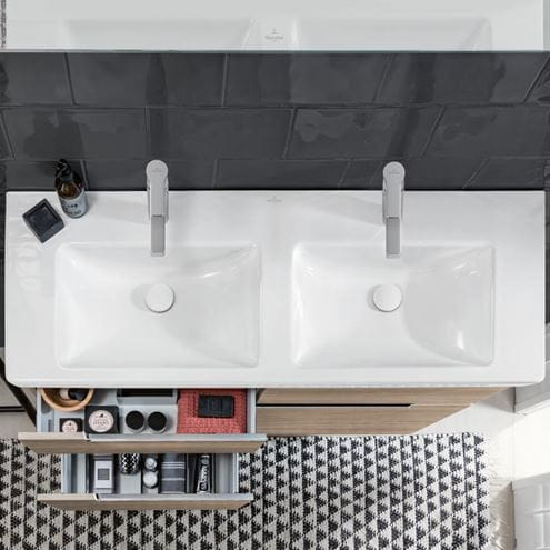 VILLEROY & BOCH SUBWAY 2.0 dvojumývadlo 130 cm, s 2 otvormi pre batérie a prepadom, CeramicPlus, alpská biela 7175D0R1 Obrázek - fotka