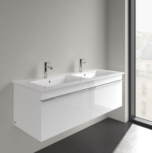 VILLEROY & BOCH VENTICELLO dvojumývadlo 130 cm, s 2 otvormi pre batérie a prepadom, alpská biela 4111DL01 Obrázek - fotka