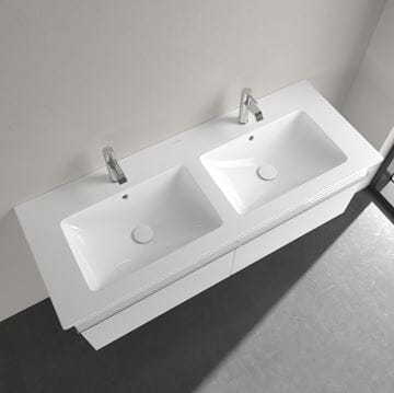 VILLEROY & BOCH VENTICELLO dvojumývadlo 130 cm, s 2 otvormi pre batérie a prepadom, alpská biela 4111DL01 Obrázek - fotka