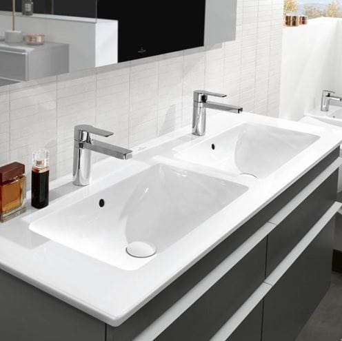 VILLEROY & BOCH VENTICELLO dvojumývadlo 130 cm, s 2 otvormi pre batérie a prepadom, alpská biela 4111DL01 Obrázek - fotka