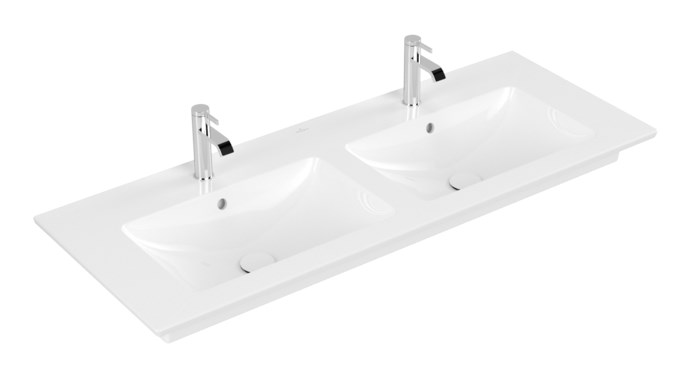 VILLEROY & BOCH VENTICELLO dvojumývadlo 130 cm, s 2 otvormi pre batérie a prepadom, alpská biela 4111DL01 Obrázek - fotka