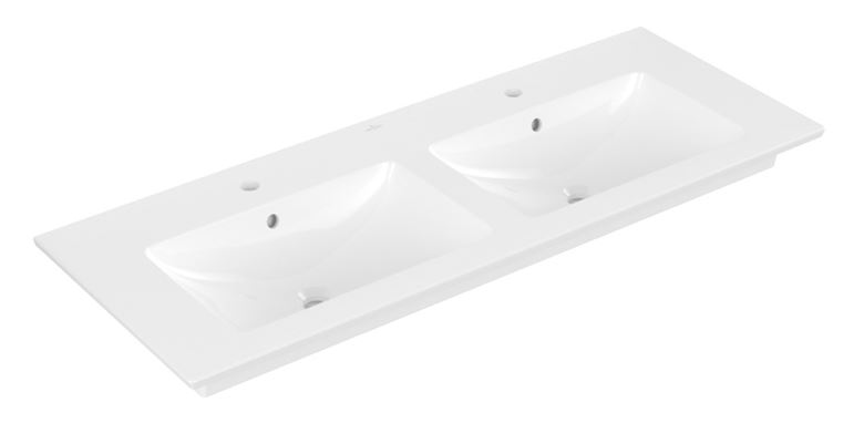 VILLEROY & BOCH VENTICELLO dvojumývadlo 130 cm, s 2 otvormi pre batérie a prepadom, alpská biela 4111DL01 Obrázek - Hlavní obrázek