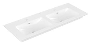 VILLEROY & BOCH VENTICELLO dvojumývadlo 130 cm, s 2 otvormi pre batérie a prepadom, alpská biela