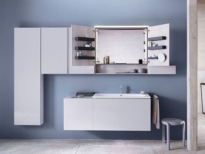 GEBERIT ACANTO zrkadlová skrinka 90x83x21,5 cm, osvetlenie, so zväčšovacím zrkadlom, vypínačom a el. zásuvkou, drevotrieska, dub mystik 500.646.00.2 Obrázek - fotka