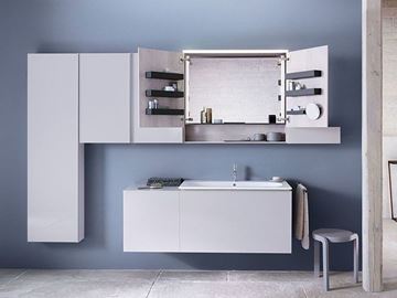 GEBERIT ACANTO zrkadlová skrinka 90x83x21,5 cm, osvetlenie, so zväčšovacím zrkadlom, vypínačom a el. zásuvkou, drevotrieska, dub mystik 500.646.00.2 Obrázek - fotka