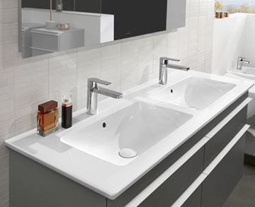 VILLEROY & BOCH VERITY LINE dvojumývadlo 130 cm, s 2 otvormi pre batériu a prepadom, alpská biela 4A11DL01 Obrázek - fotka