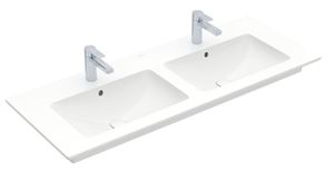 VILLEROY & BOCH VERITY LINE dvojumývadlo 130 cm, s 2 otvormi pre batérie a prepadom, CeramicPlus, alpská biela