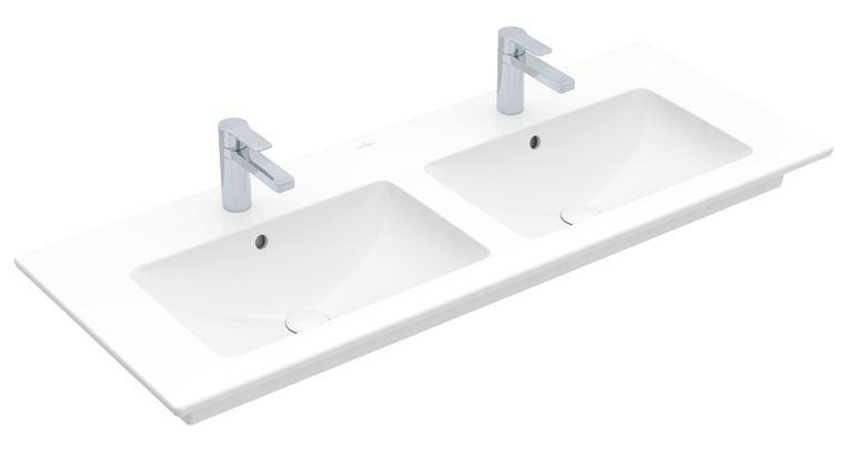 VILLEROY & BOCH VERITY LINE dvojumývadlo 130 cm, s 2 otvormi pre batérie a prepadom, CeramicPlus, alpská biela 4A11DLR1 Obrázek - Hlavní obrázek