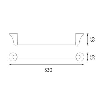 NIMCO MONOLIT držiak uteráka 530 mm, chróm MO 4046-26 Technický nákres