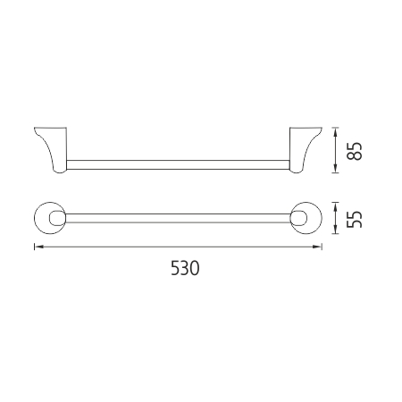 NIMCO MONOLIT držiak uteráka 530 mm, chróm MO 4046-26 Technický nákres