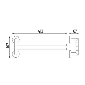 NIMCO UNIX držiak uterákov 413 mm, dvojramenný, otočný, chróm UN 13096-26 Technický nákres